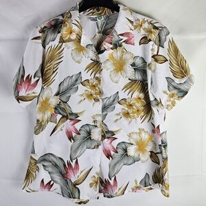 Vintage 90's Y2K Ten Zone Hawaiian Button Shirt Top Womens L Tropical Vacation